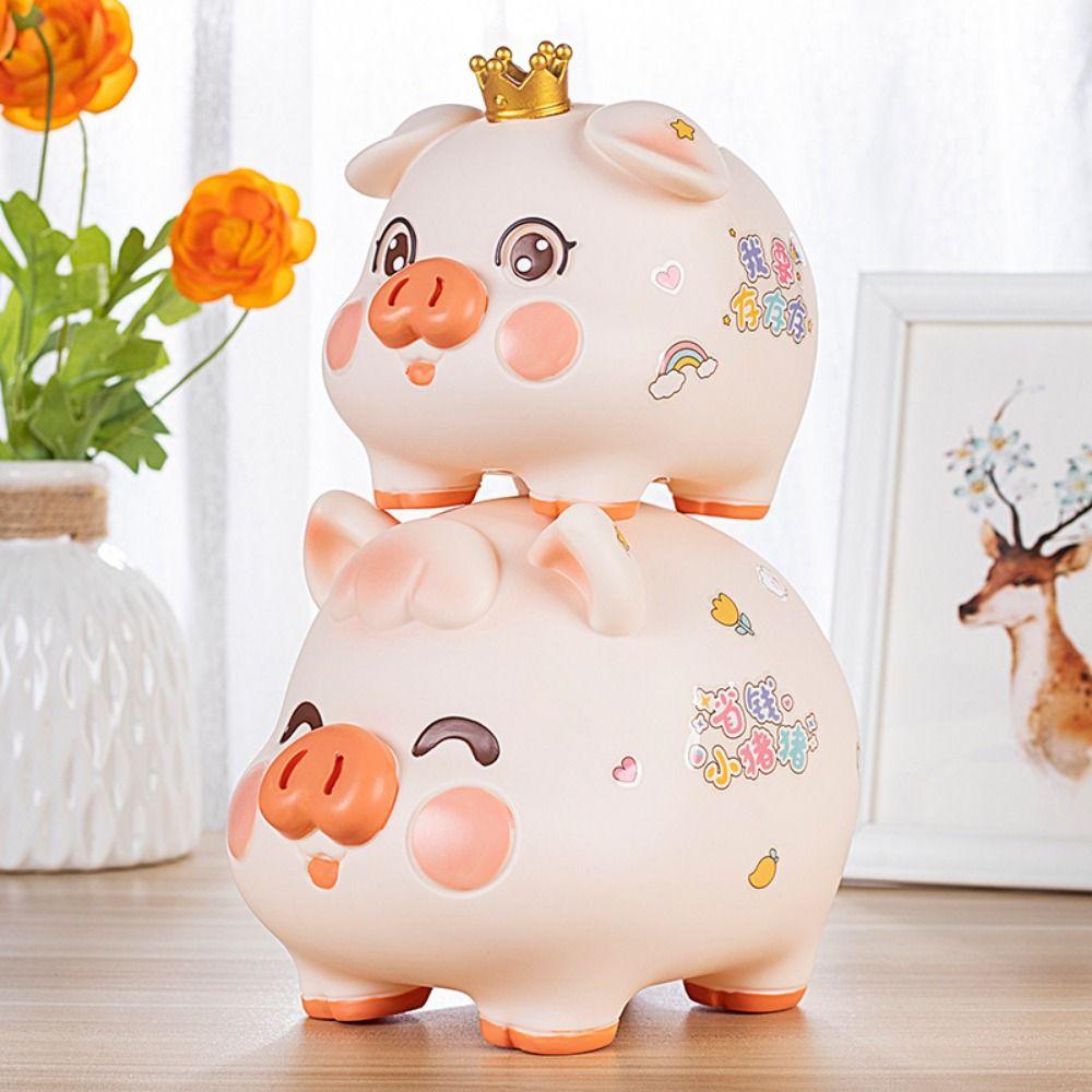 Cartoon Pig Piggy Bank Anti-fall Saving Jar Ornament Funny Animal Saving Jar Gifts