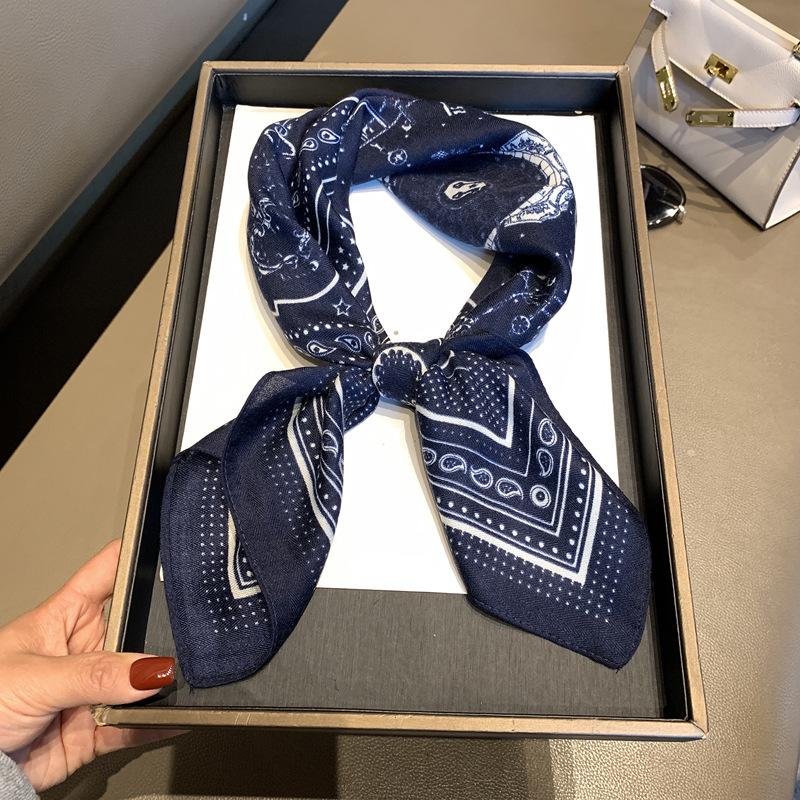 Classic Multi-Functional Versatile Streamer Sunshade Neck Scarf Trendy Decoration Outer Silk Scarf Hanging Ear Cashew Nut Small Silk Scarf