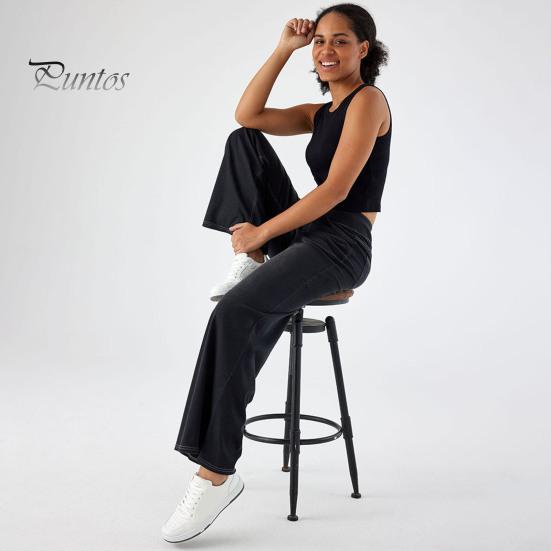 Женские джинсы с карманами, эластичные, с высокой талией, однотонные, длинные, прямые, широкие брюки для ежедневных поездок на работу