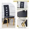 [Set of 2] European dining chairs with perforated pattern, black PU leather + gold metal legs, 102.5 cm height, suitable for modern dining areas.