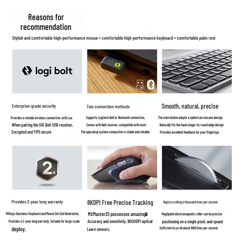 Logitech MX Keys Combo Wireless Keyboard and Mouse Set