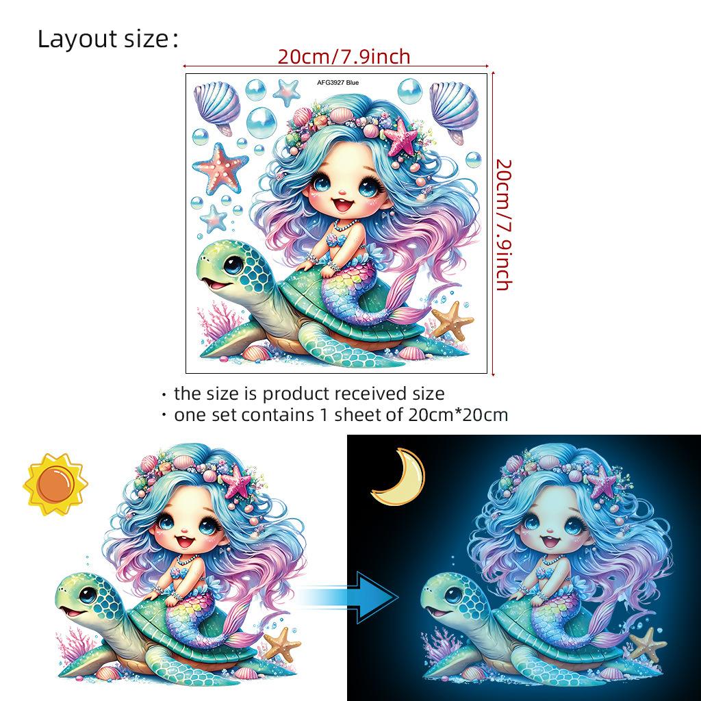 Светящиеся наклейки на стену «Фея-русалка», декор для детской спальни, светящиеся в темноте наклейки-бабочки для переключателей обоев