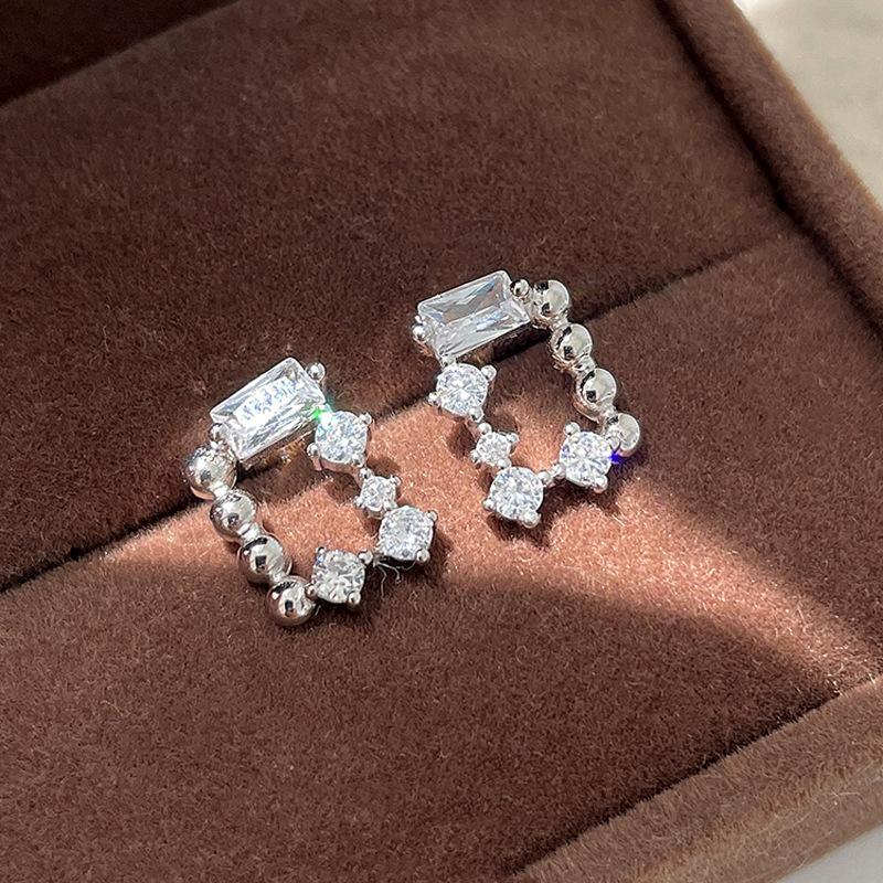 Супер Вспышка Серьги-зеркала Магический Кубик Сахара Холодный Ветер Индивидуальность Геометрическая Коробка Циркон Пусеты Ранняя Весна