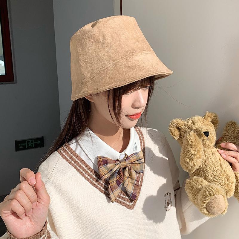 Hat for Women In Autumn and Winter Suede Fisherman Hat Solid Color Light Board Bucket Hat Men Trendy Outdoor Versatile Pot Hat Casual Versatile