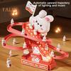 Electric Animal Climbing Slide Toy with LED Light Music Kids Educational Automatic Dinosaur Rabbit Staircase Climbing Roller Coaster Sliding Track