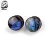 Organic Labradorite Stone Ear Plugs Tunnels Flesh Double Flare Ear Gauge Expander Round Piercing Labret Helix Body Jewelry