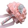 Handmade Wedding Bride Bridesmaid Bridal Bouquet Rose Holding Toss Artificial Flowers Bouquets with Satin Ribbon Rhinestone