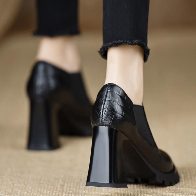 Модные туфли AJGS Новые высококачественные туфли для женщин на высоком каблуке Осенние однотонные кожаные туфли Сексуальные вечерние туфли на платформе с нескользящим высоким каблуком для женщин