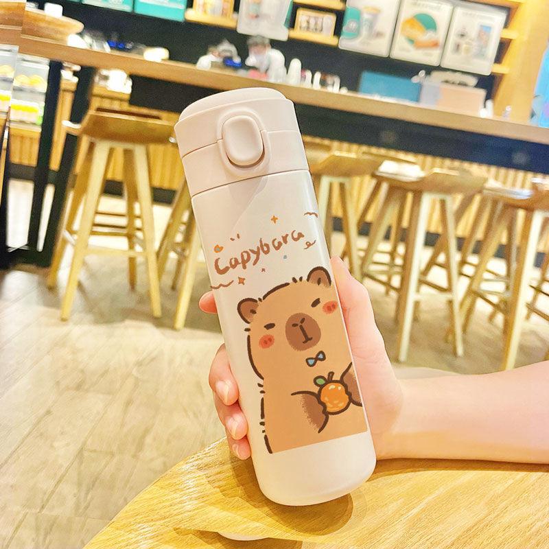 Милая изолированная бутылка для воды Capybara из нержавеющей стали 304 объемом 420 мл, герметичная детская спортивная кружка с рисунком для путешествий для студентов, подарок