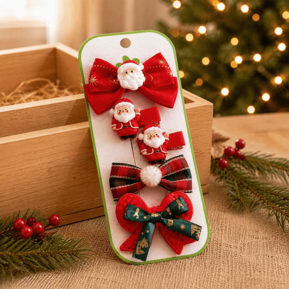 Resin Christmas Hair Clip Set 5PCS/Set Xmas Barrettes Sweet Christmas Hairpin Hair Accessories
