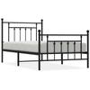 Metal Bed Frame with Headboard and Footboard Black 100 x 190 cm
