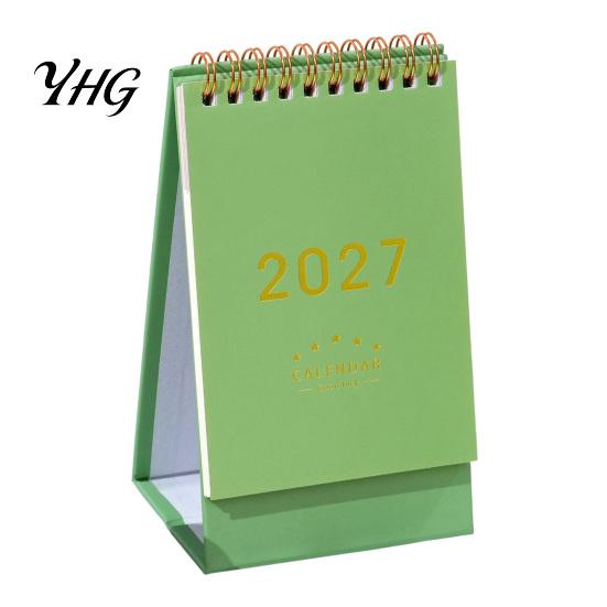 Simple Table Calendar 2027 Desk Calendar, Standing Flip Desktop Minimalist Gold Foil Cover Academic Year Monthly Planner, Thick Paper for Note Taking,