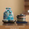black ancient charm set with blue storage bag