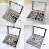 New Velvet Glass Ring Earring Jewelry Display Organizer Box Tray Holder Storage Case Amagi