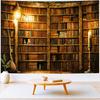 Delur Средневековая книжная полка Гобелен Винтажный книжный шкаф Библиотека Ретро Готический Гобелен с книгами Настенное украшение Цветной Эстетичный Аб