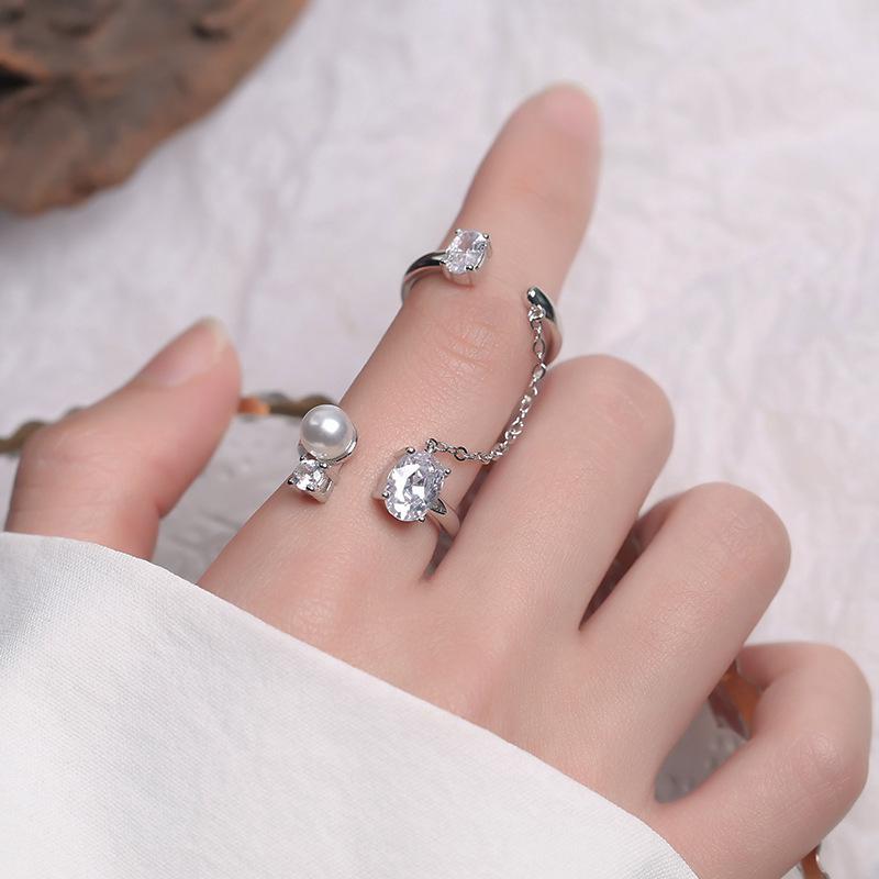 VENTFILLE 925 Stamp Silver Color Cool Multiple Styles Irregular Rings Pearl Crystal Zircon Jewelry Girls Gift Dropshipping