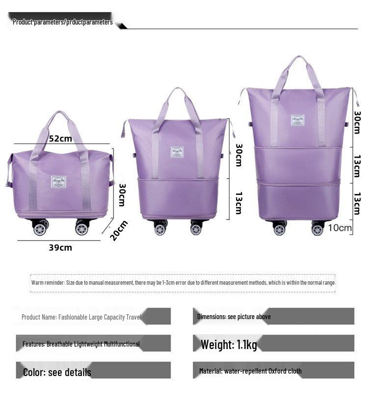 Унисекс Расширяемая Дорожная Сумка Дафл Большой Вместимости на Колесах, Складная Ручная Кладь для Деловых Поездок и Шопинга.