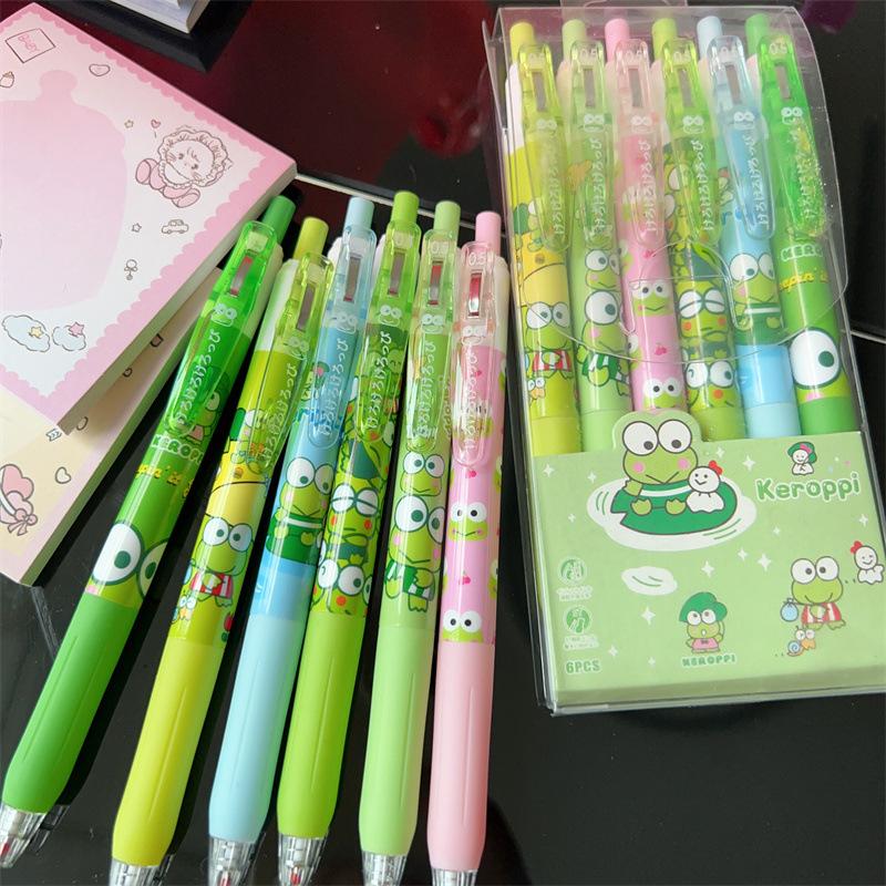6 шт. Милые гелевые ручки с бабочками, эстетичные канцелярские ручки, ручка каваи, канцелярские товары, 0,5 мм, быстросохнущие ручки с черными чернилами, тонкий стержень