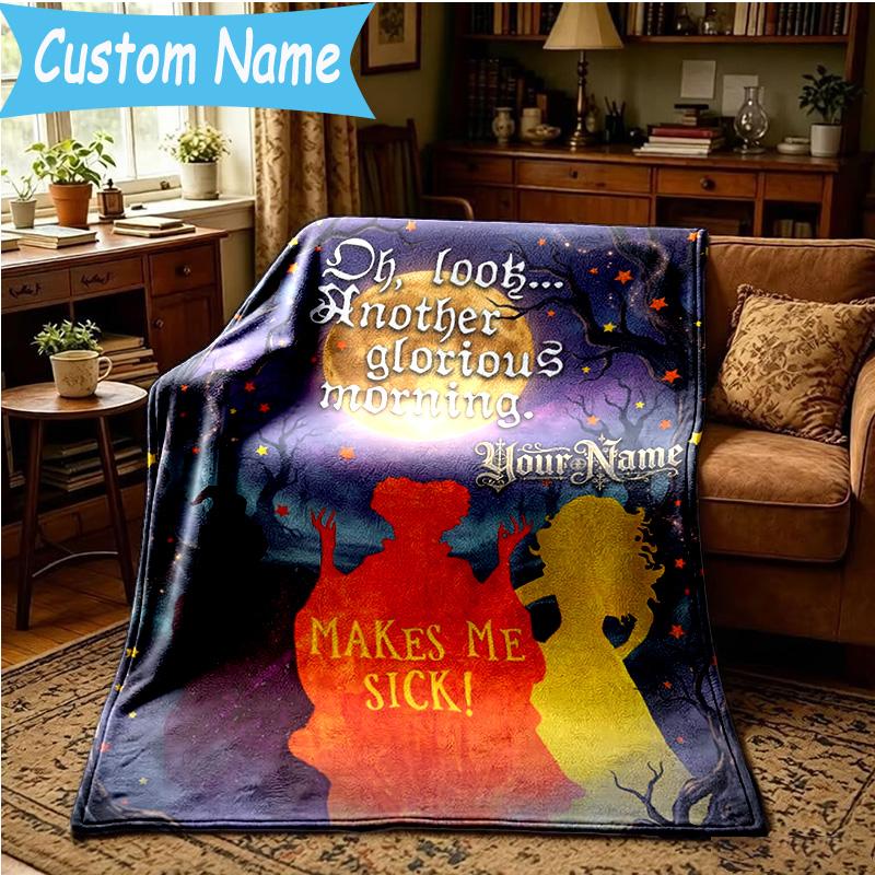 Custom Name Magical Three Witch Blanket Bedding Blanket for Women Men, Soft Throw Blankets for Couch,Bed, picnic, Christmas gifts