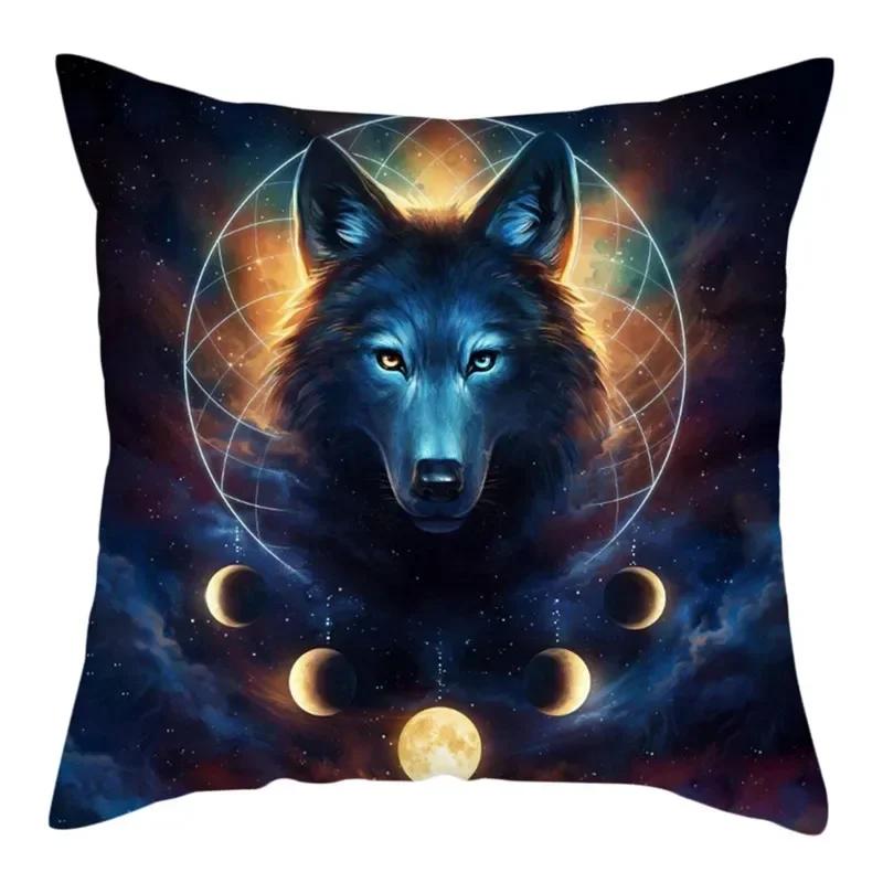 Wild Wolf Photo Double-Sided Printed Pillow Cover Short Plush Suitable Living Rooms Bedrooms Sofas Throw Cushion Cover