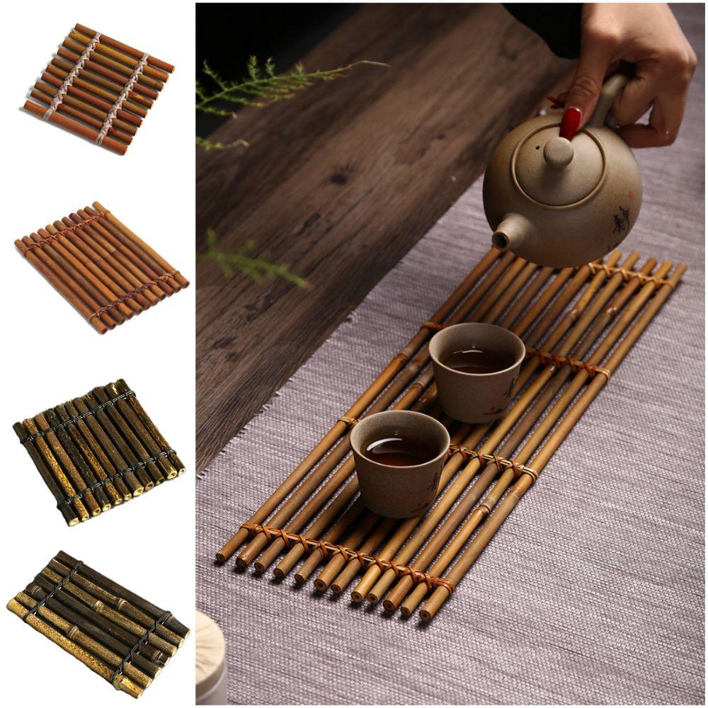 Sqaure Rectangle Bamboo Raft Coaster Bamboo Anti-slip Mat Multi-purpose Heat Insulation Pad Tea