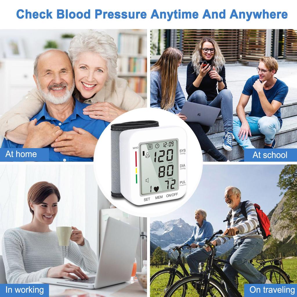 Blood Pressure Monitor Voice Cuff Wrist Tonometer Portable Measuring Arterial Pressure Automatic Sphygmomanometer Tensiometro