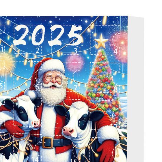 Cow Advent Calendar 2025 24 Days Christmas Countdown Calendar with 2D Acrylic Highland Cow Hanging Ornaments Cute Cow Christmas Tree Pendant