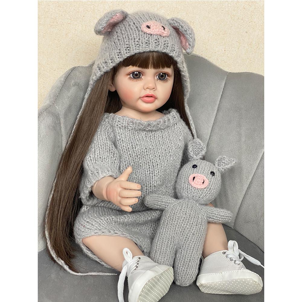 Real Life Reborn Baby Dolls Girl 22 Inch 55cm Full Body Silicone Realistic Lifelike Newborn Dolls Toddler Doll Toy