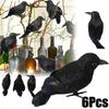 Украшения для Хэллоуина На открытом воздухе В помещении - 6 шт. Черные искусственные вороны Страшные украшения на Хэллоуин, черные птицы с блестками Пернатые вороны на Хэллоуин Ворон Декор