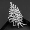 Female Fashion White Crystal Flower Brooches For Women Luxury Silver Color Rhinestone Alloy Plant Brooch Safety Pins