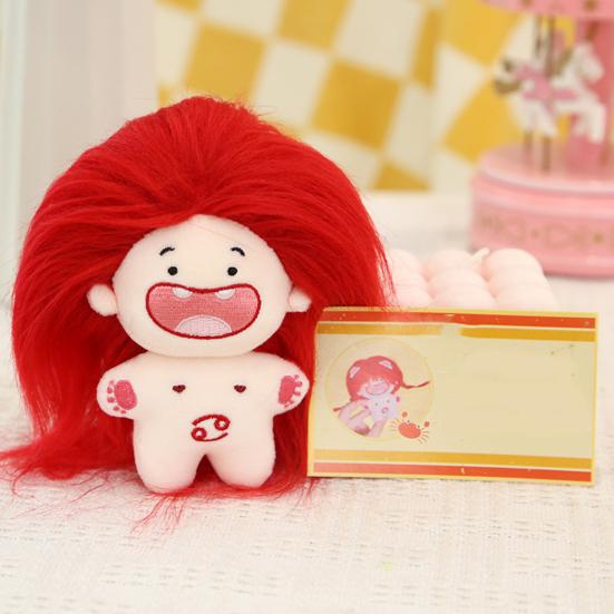11cm Naked Doll Deciduous Toy Colorful Fluffy Hair Plushies Teeth 12-Constellation Unfinished Pretend Toy Cotton Stuffed