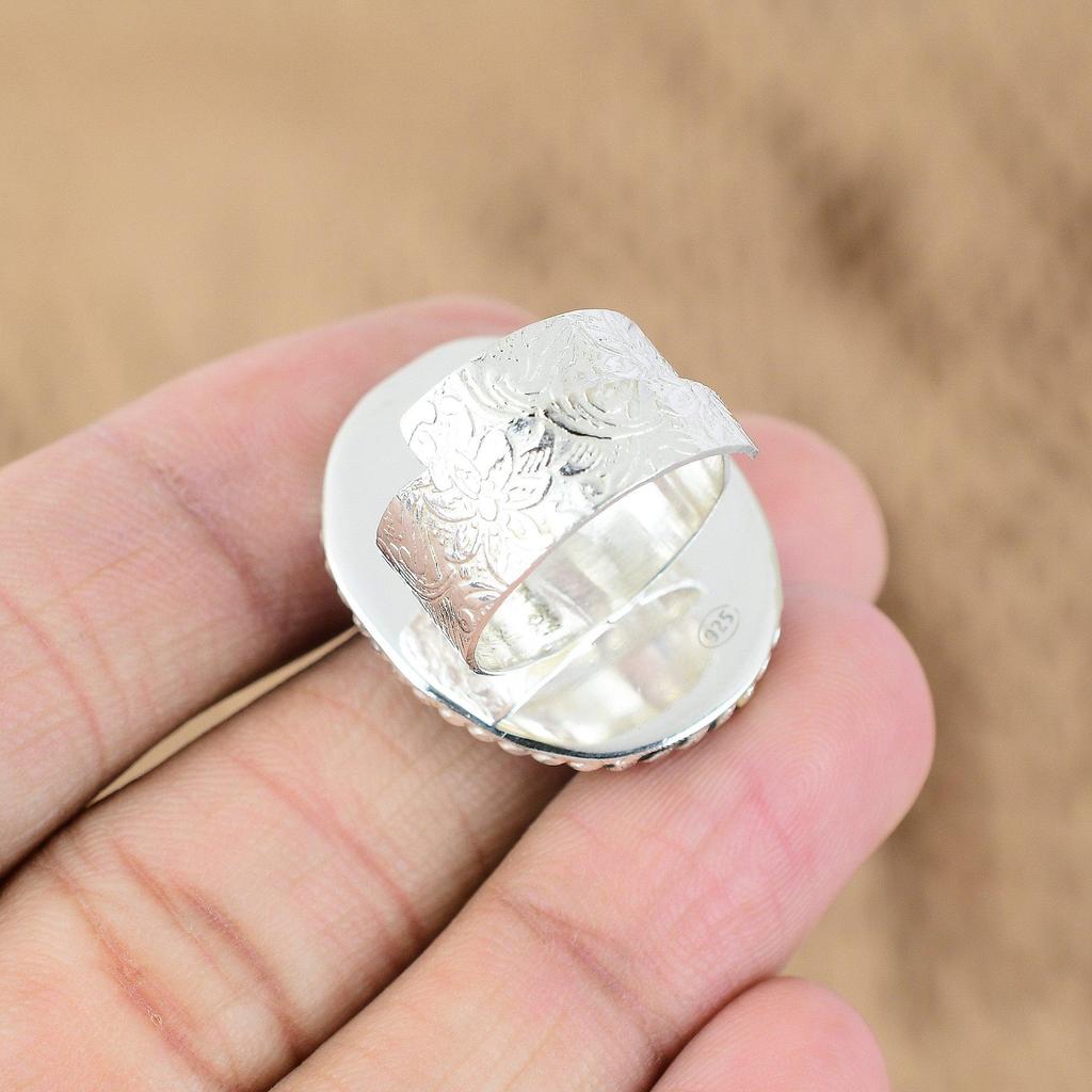 Кольцо-заявление Арт-деко из стерлингового серебра с камнем Яшма Кофейное зерно