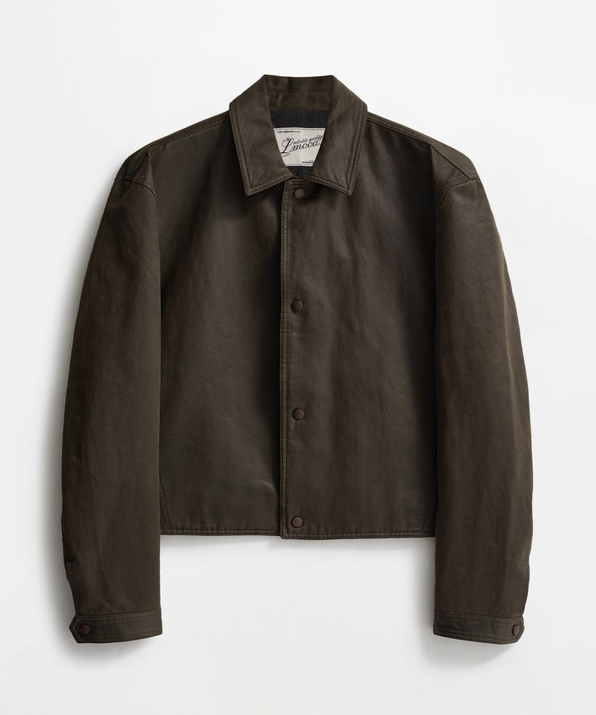 LMOOD Pablo Cotton Moleskine Trucker Jacket Dark Brown