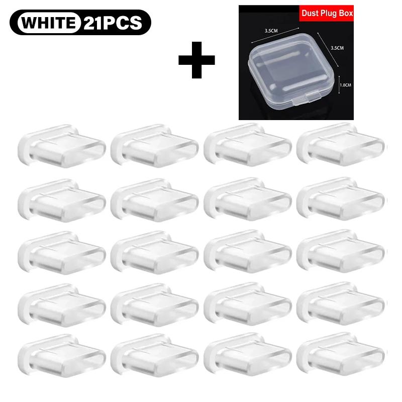 Silicone Type-C Dust Plugs Caps Charging Port Protector with Storage Box USBC Port Anti-dust Dustplugs for Samsung IPhone Xiaomi