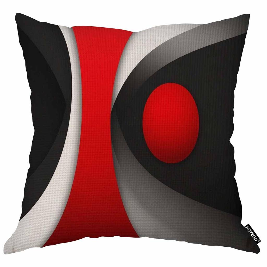 Modern Abstract Geometric Pillowcase Red Black Circle Art Cushion Cover Minimalist Home Decor Living Room Sofa Throw Pillow