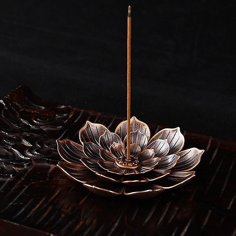 WCIC Новый 2 в 1 держатель для ароматической палочки линия лотоса сплав курильница металлические изделия сандаловое дерево катушка основание красная бронза домашний декор