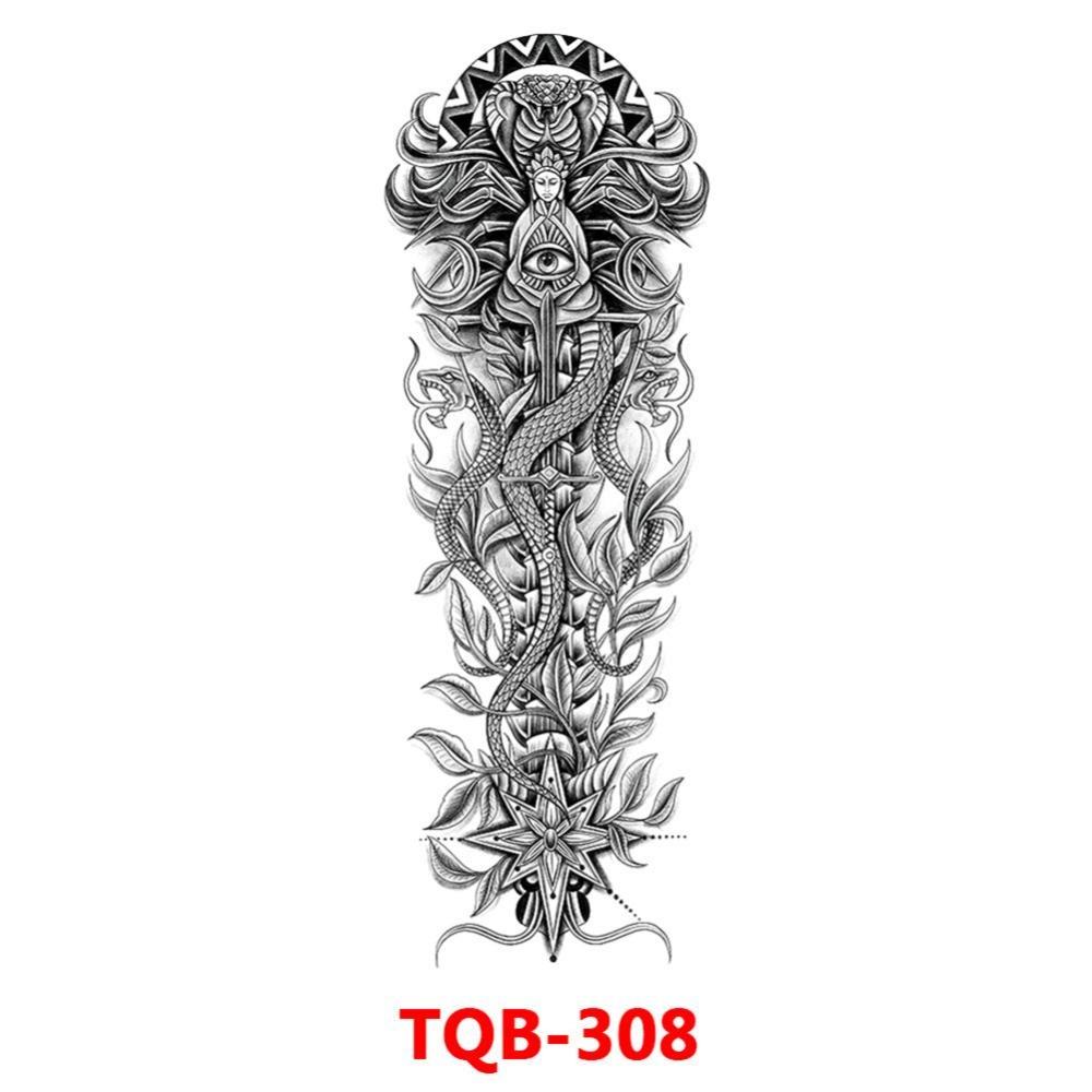 Full Arm Fake Tattoo Sleeve Men and Women Temporary Tattoo Sticker Lion Werewolf Cross Big Arm Tattoo Waterproof