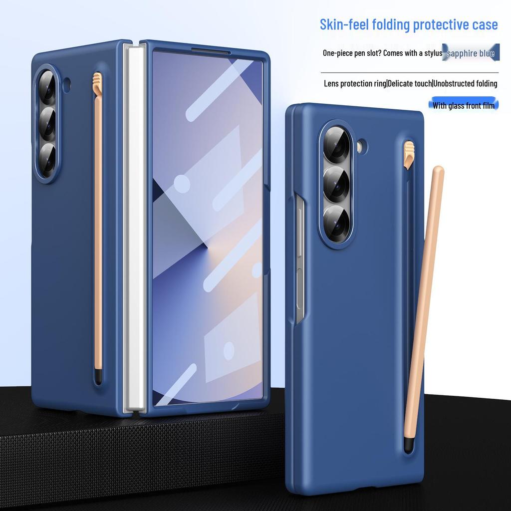 Чехол для Samsung Z Fold7/6: Совместимость с трансграничным использованием, Складной экран, Однотонный, Дизайн с ощущением кожи и держателем для стилуса