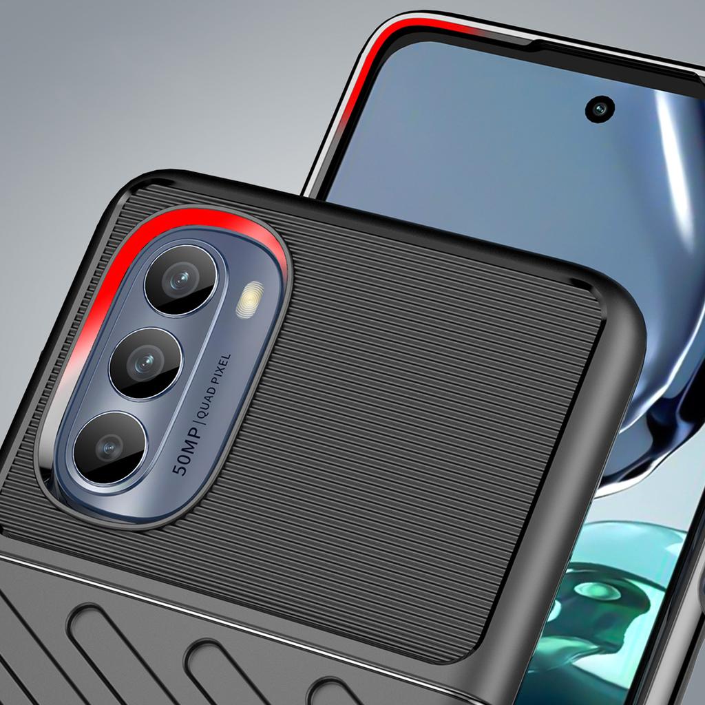 Thunder Silicone Armor Case for Motorola Moto G62 5G - Black Protective Cover