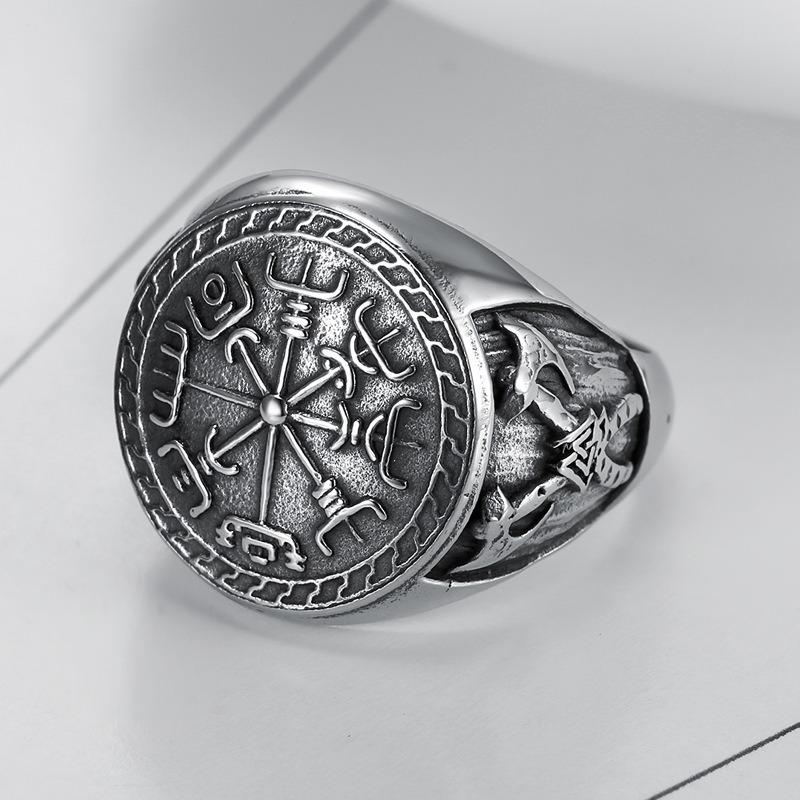 Vintage Viking Totem Double Axe Men's Ring Personalized Jewelry Gift