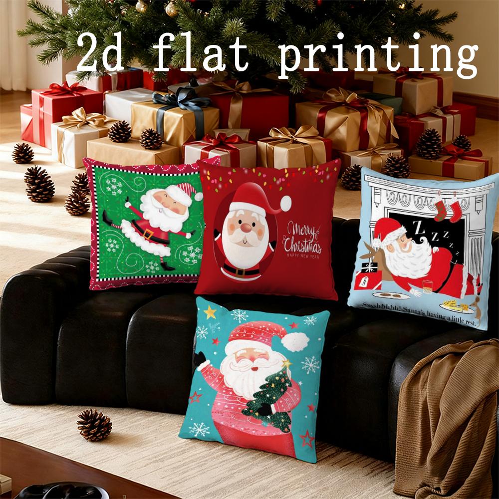 Home Decor Santa Claus Christmas Pattern Cushion Covers Pattern Cushion Cover Suitable for Sofa Bedroom Car Pillow Cover