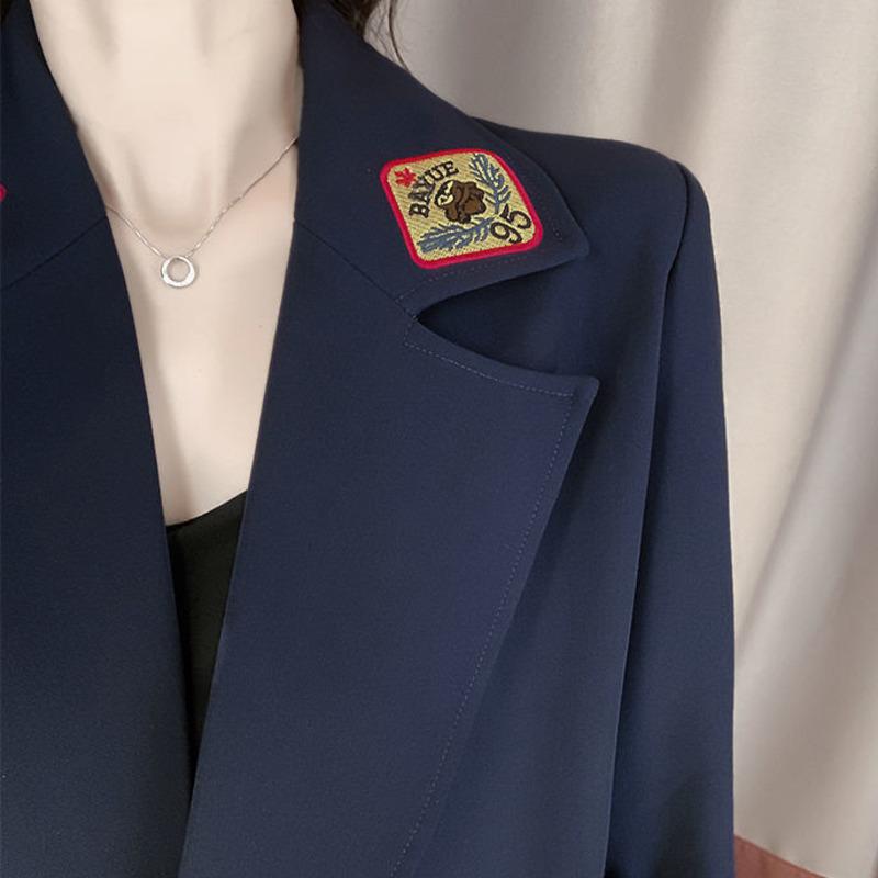 Пиджак 2023, модный весенне-осенний женский темпераментный двубортный женский офисный пиджак с длинными рукавами, свободный элегантный повседневный блейзер