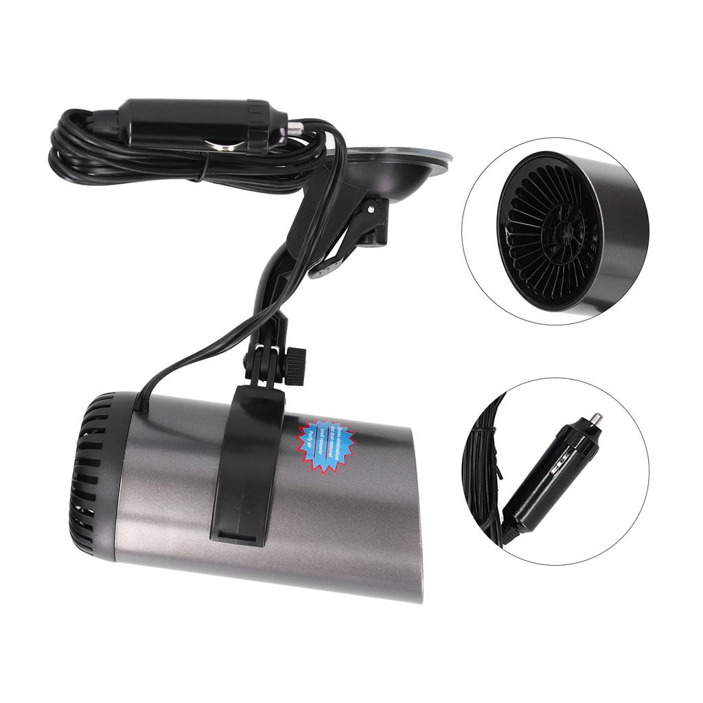 Car Heater 2 In 1 Fan 150W 12VDC Portable Defogger Plug and Play with 360 Degrees Rotary Holder Suction Cup