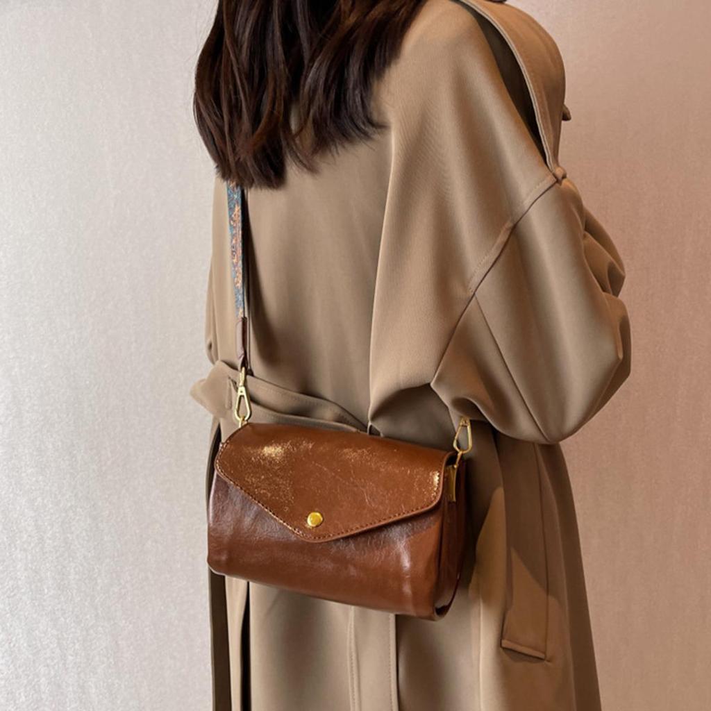 Женские однотонные сумки-мессенджеры из искусственной кожи, винтажная сумка через плечо с широким ремешком и клапаном