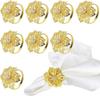 10pcs Napkin Rings Alloy Hollow Out Flower Napkin Holder Dinning Table Napkin Ring for Dinner Parties Wedding Banquet Family Gatherings Table Decor