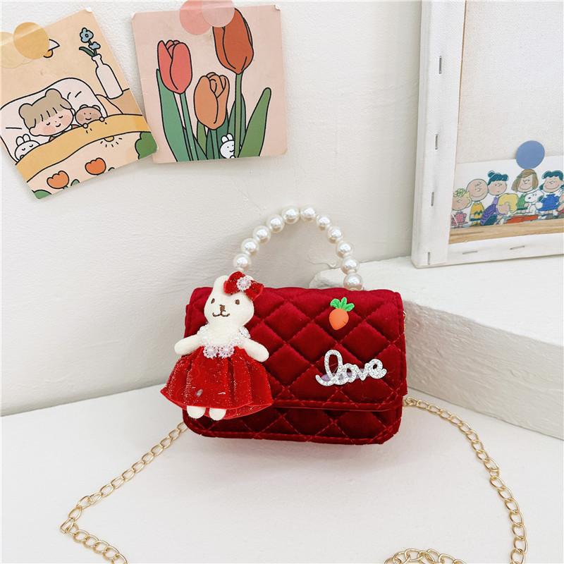 Knot Stylish Butterfly Girls Handbag Pearl Shoulder Bag For Children With Cute Design