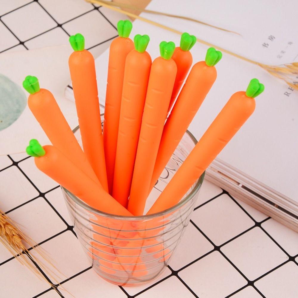 1/5Pcs Simulation Carrot Erasable Pen 0.5mm Exam Professional Pens Durable Black Pen