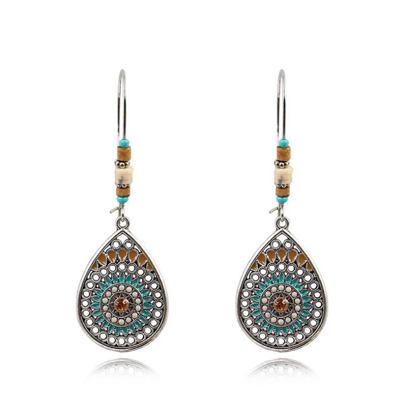 Элегантные серьги-капли с цветами из сплава и эмали