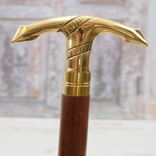 Brass Walking Stick  Anchor Cane  Gift for Grandfather Father Aluminium  Sailor Cane  Art Deco Style