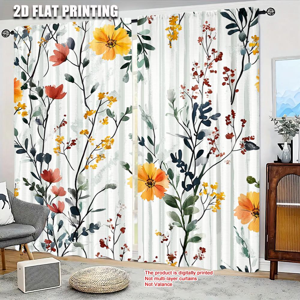 2 шт., Драпировки Ботанические растения Полевые цветы Прочная 100% полиэстеровая ткань, Без электричества Праздничные фоны для офиса